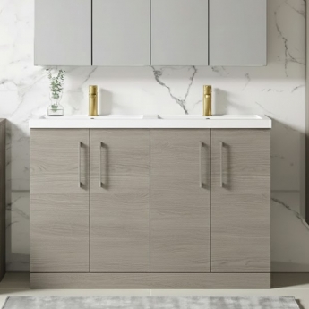 Arno Twin Woodgrain 1200mm 4-Door Floor Standing Vanity Unit