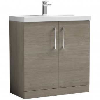 Nuie Arno Floor Standing 2-Door Vanity Unit with Basin-3 800mm Wide - Solace Oak Woodgrain