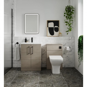 Nuie Arno Floor Standing 2-Door Vanity Unit with Basin-4 800mm Wide - Solace Oak Woodgrain