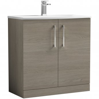Nuie Arno Floor Standing 2-Door Vanity Unit with Basin-4 800mm Wide - Solace Oak Woodgrain