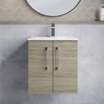 Arno Woodgrain 500mm 2-Door Wall Hung Vanity Unit