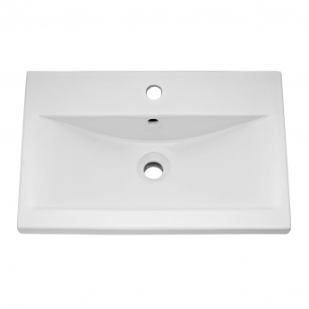 Nuie Arno Wall Hung 2-Drawer Vanity Unit with Basin-1 600mm Wide - Solace Oak Woodgrain