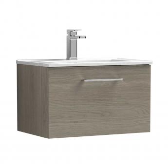 Arno Woodgrain 600mm 1-Drawer Wall Hung Vanity Unit