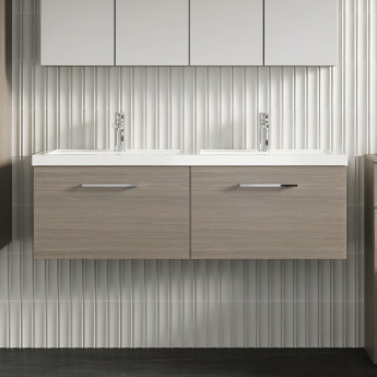 Arno Twin Woodgrain 1200mm 2-Drawer Wall Hung Vanity Unit | Product Image