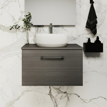 Arno Woodgrain 600mm 1-Drawer Wall Hung Vanity Unit with Countertop