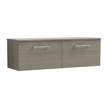 Arno Woodgrain Twin 1200mm 2-Drawer Wall Hung Vanity Unit with Countertop
