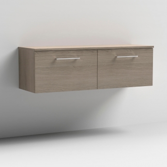 Arno Woodgrain Twin 1200mm 2-Drawer Wall Hung Vanity Unit with Countertop