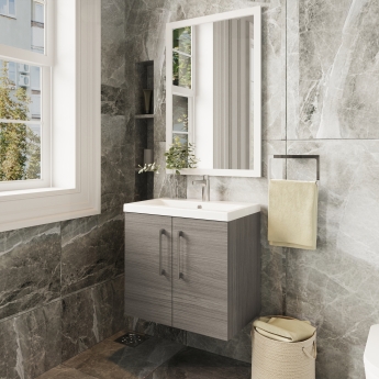 Arno Woodgrain 600mm 2-Door Wall Hung Vanity Unit