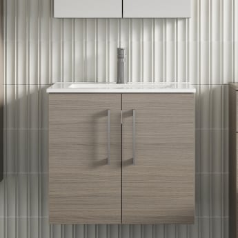 Arno Woodgrain 600mm 2-Door Wall Hung Vanity Unit