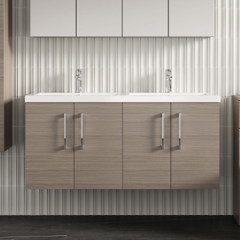 Arno Twin Woodgrain 1200mm 4-Door Wall Hung Vanity Unit | Product Image