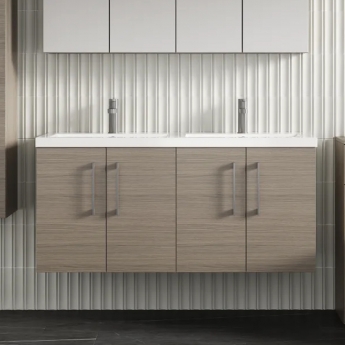 Arno Twin Woodgrain 1200mm 4-Door Wall Hung Vanity Unit