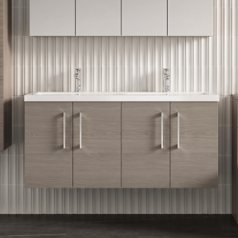Arno Twin Woodgrain 1200mm 4-Door Wall Hung Vanity Unit | Product Image