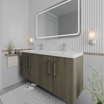 Arno Twin Woodgrain 1200mm 4-Door Wall Hung Vanity Unit