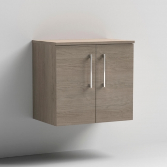 Arno Woodgrain 600mm 2-Door Wall Hung Vanity Unit with Countertop