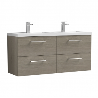 Arno Twin Woodgrain 1200mm 4-Drawer Wall Hung Vanity Unit