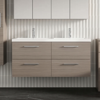 Arno Twin Woodgrain 1200mm 4-Drawer Wall Hung Vanity Unit | Product Image