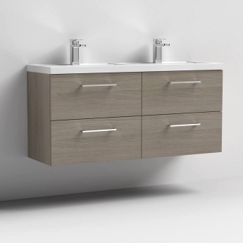 Arno Twin Woodgrain 1200mm 4-Drawer Wall Hung Vanity Unit