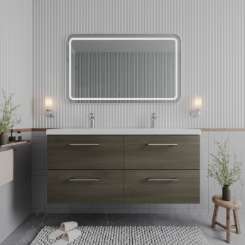 Arno Twin Woodgrain 1200mm 4-Drawer Wall Hung Vanity Unit