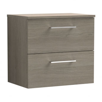 Arno Woodgrain 600mm 2-Drawer Wall Hung Vanity Unit with Countertop