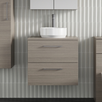 Arno Woodgrain 600mm 2-Drawer Wall Hung Vanity Unit with Countertop