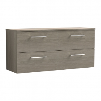 Arno Woodgrain Twin 1200mm 4-Drawer Wall Hung Vanity Unit with Countertop
