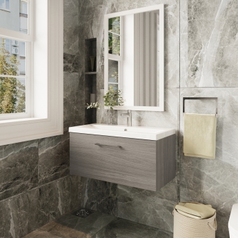 Arno Woodgrain 800mm 1-Drawer Wall Hung Vanity Unit