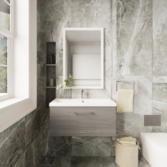 Arno Woodgrain 800mm 1-Drawer Wall Hung Vanity Unit