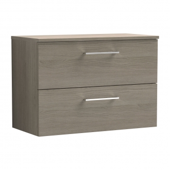 Arno Woodgrain 800mm 2-Drawer Wall Hung Vanity Unit with Countertop