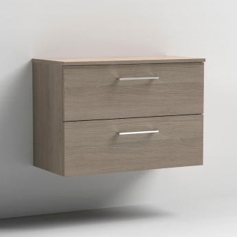 Arno Woodgrain 800mm 2-Drawer Wall Hung Vanity Unit with Countertop