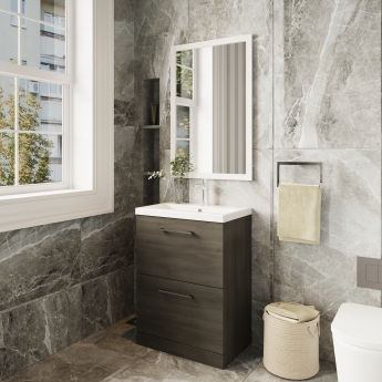 Arno Woodgrain 600mm 2-Drawer Floor Standing Vanity Unit