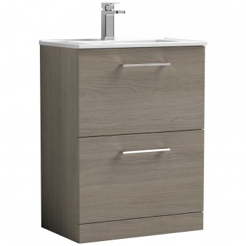 Arno Woodgrain 600mm 2-Drawer Floor Standing Vanity Unit