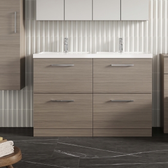 Arno Twin Woodgrain 1200mm 4-Drawer Floor Standing Vanity Unit | Product Image