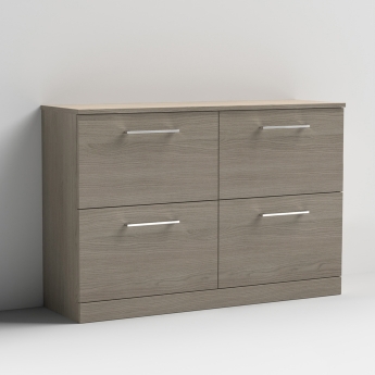 Arno Woodgrain Twin 1200mm 4-Drawer Floor Standing Vanity Unit with Countertop