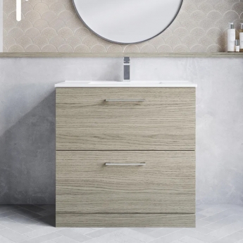 Arno Woodgrain 800mm 2-Drawer Floor Standing Vanity Unit