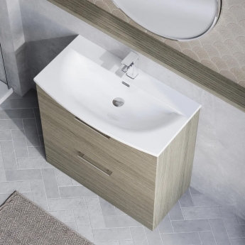 Nuie Arno Floor Standing 2-Drawer Vanity Unit with Basin-4 800mm Wide - Solace Oak Woodgrain
