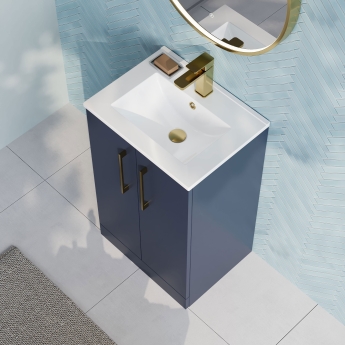 Nuie Arno Floor Standing 2-Door Vanity Unit with Basin-2 500mm Wide - Midnight Blue | Product Image