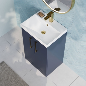 Nuie Arno Floor Standing 2-Door Vanity Unit with Basin-3 500mm Wide - Midnight Blue | Product Image