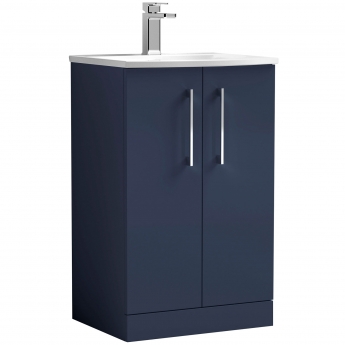 Nuie Arno Floor Standing 2-Door Vanity Unit with Basin 4 500mm Wide - Midnight Blue | Product Image