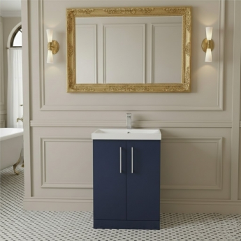Nuie Arno Floor Standing 2-Door Vanity Unit with Basin 1 600mm Wide - Midnight Blue | Product Image