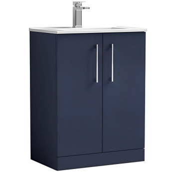 Nuie Arno Floor Standing 2-Door Vanity Unit with Basin 2 600mm Wide - Midnight Blue | Product Image