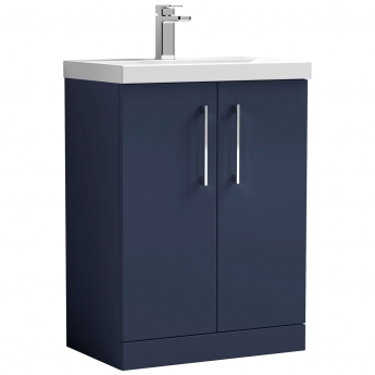 Nuie Arno Floor Standing 2-Door Vanity Unit with Basin 3 600mm Wide - Midnight Blue | Product Image