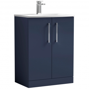 Nuie Arno Floor Standing 2-Door Vanity Unit with Basin 4 600mm Wide - Midnight Blue | Product Image