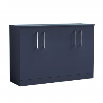 Nuie Arno Floor Standing 4-Door Vanity Unit with Worktop 1200mm Wide - Midnight Blue | Product Image