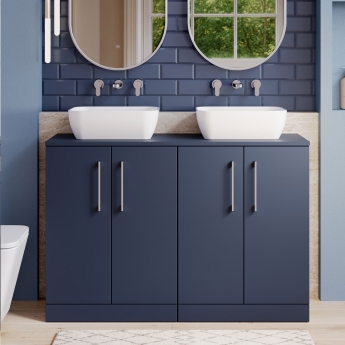 Arno Twin 1200mm 4-Door Floor Standing Vanity Unit with Countertop | Product Image