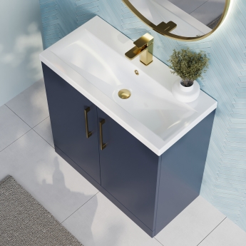 Nuie Arno Floor Standing 2-Door Vanity Unit with Basin 1 800mm Wide - Midnight Blue | Product Image