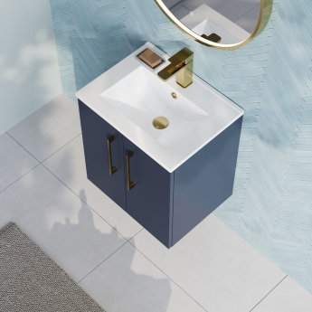 Nuie Arno Wall Hung 2-Door Vanity Unit with Basin-2 500mm Wide - Midnight Blue | Product Image