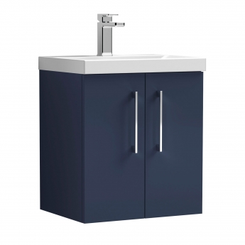Nuie Arno Wall Hung 2-Door Vanity Unit with Basin-3 500mm Wide - Midnight Blue | Product Image