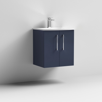 Nuie Arno Wall Hung 2-Door Vanity Unit with Basin-4 500mm Wide - Midnight Blue | Product Image