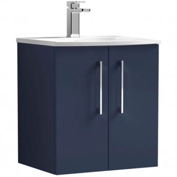 Nuie Arno Wall Hung 2-Door Vanity Unit with Basin-4 500mm Wide - Midnight Blue | Product Image