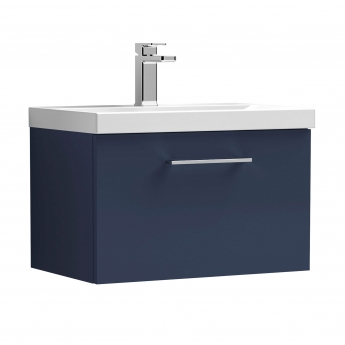 Nuie Arno Wall Hung 1-Drawer Vanity Unit with Basin-1 600mm Wide - Midnight Blue | Product Image